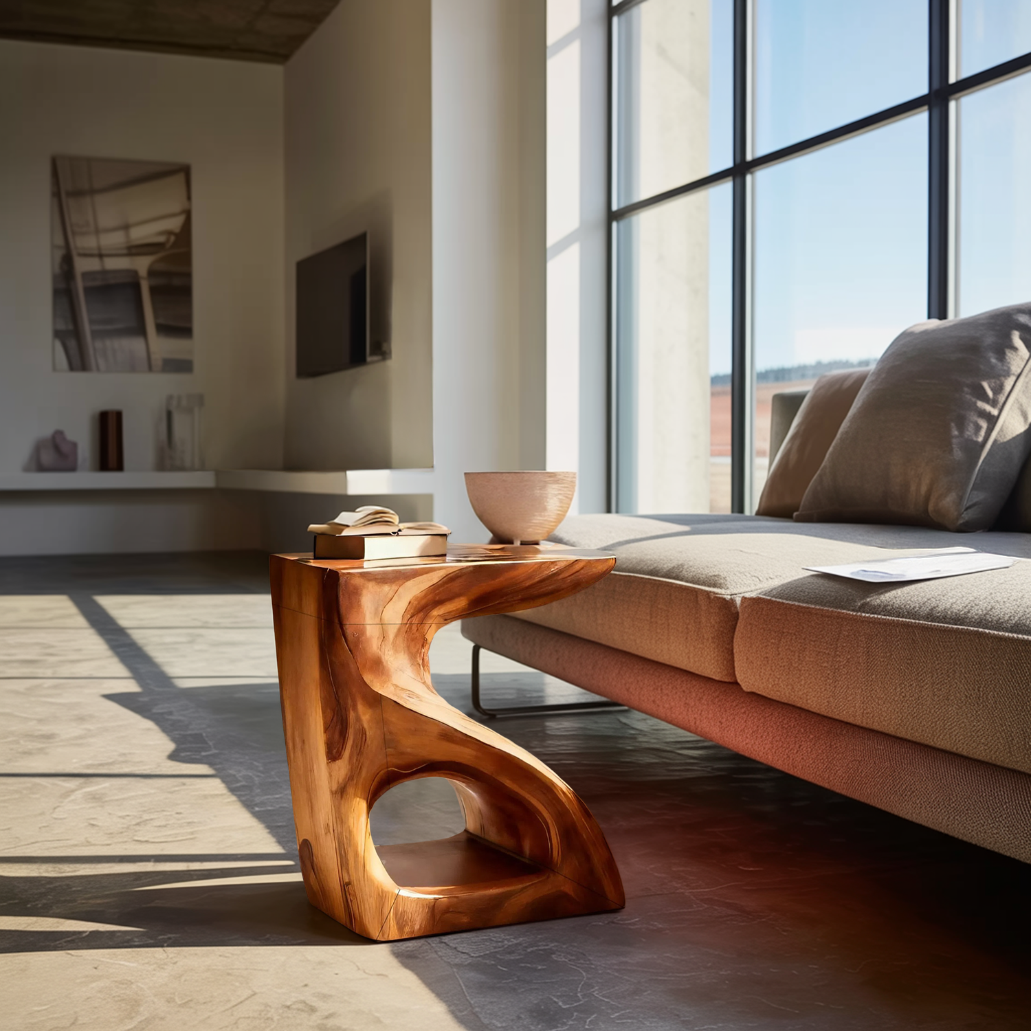 Modern Sculptural Side Table For Home Decor