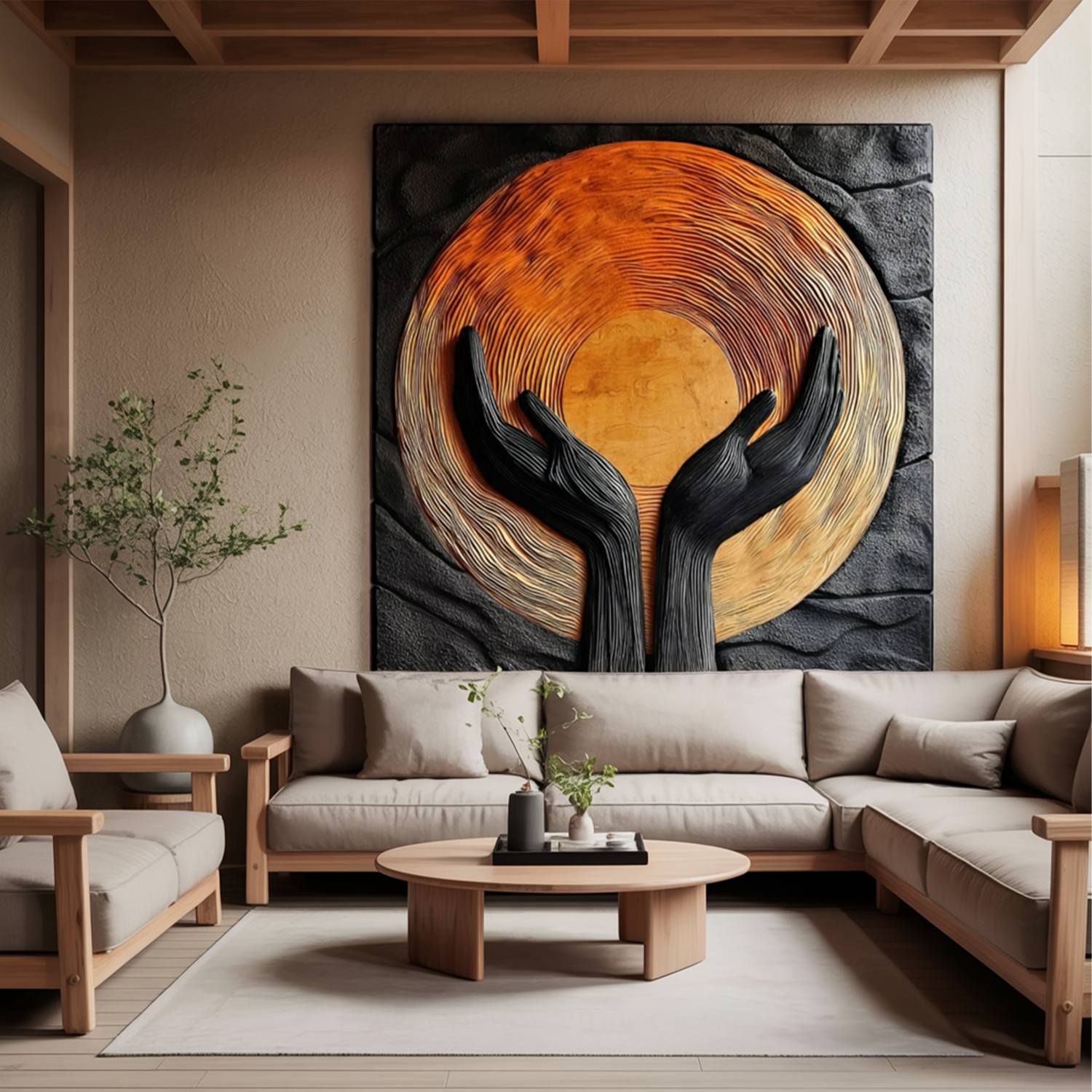 Modern Wooden Wall Art Sculpture For Stylish Entryway Design