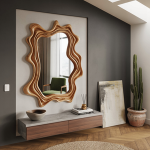 Layered Wavy Wall Mirror Sculptural Frame For Bedroom And Living Room