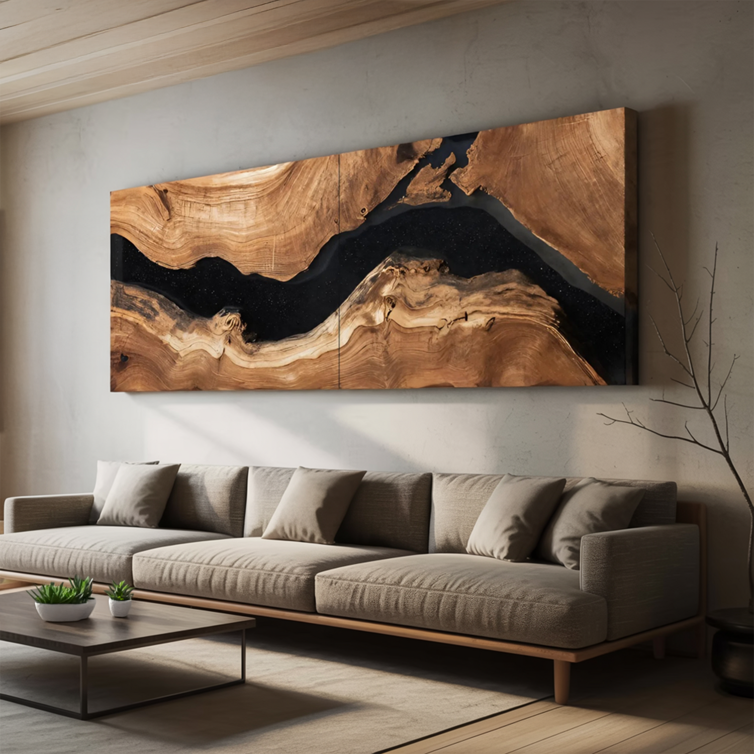 Handcrafted Wooden Rectangular Wall Art For Living Room Decor