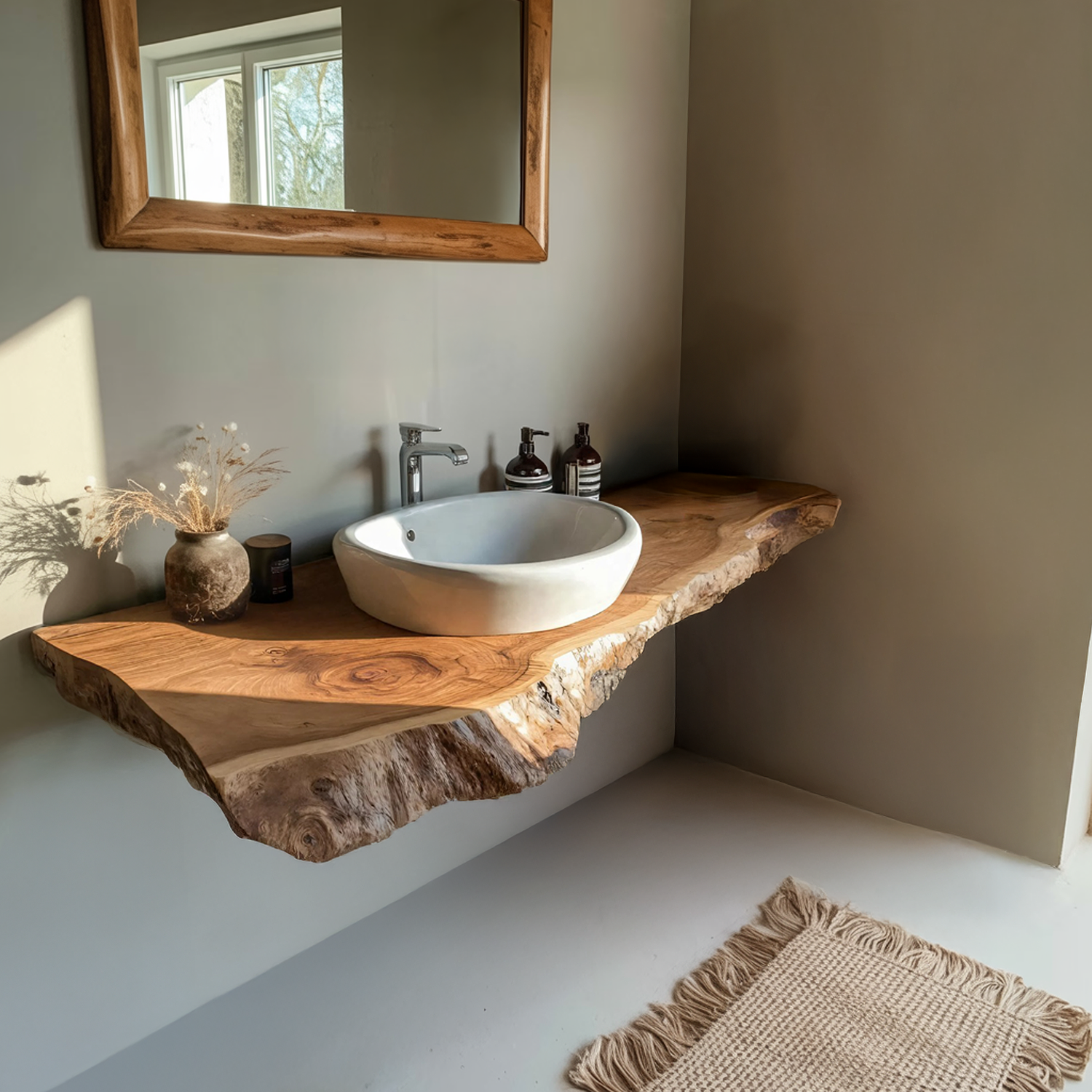 Farmhouse Bathroom Vanity In Solid Wood With Shelf