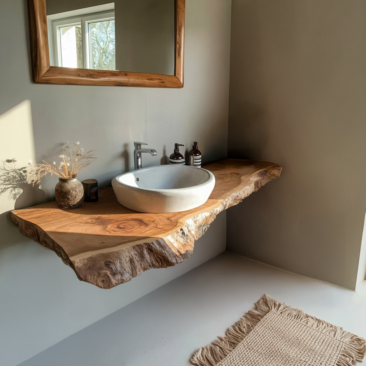 Farmhouse Bathroom Vanity In Solid Wood With Shelf