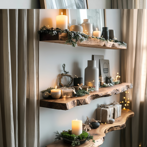 Mid Century Solid Wood Floating Shelf For Xmas Entryway Organization