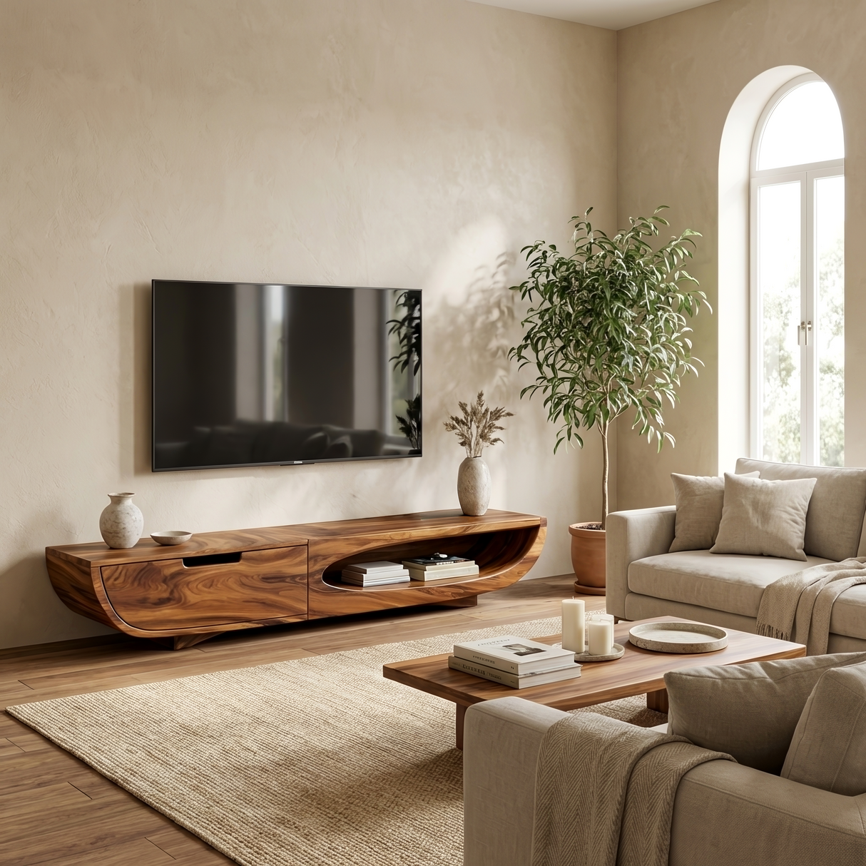 Modern TV Cabinet With Integrated Drawers For Living Room