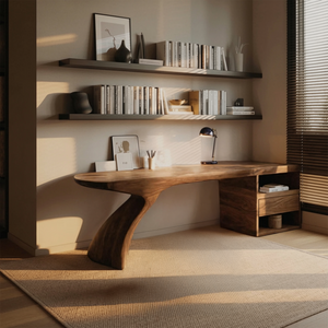 Modern Desk With Sculptural Single-Leg For Home Office