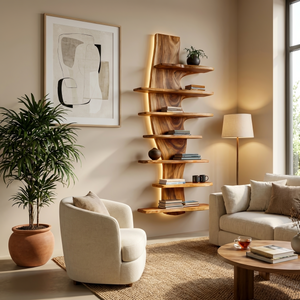 Modern Wooden Floating Bookshelf For Living Room Decor