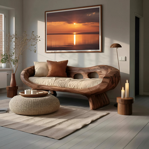 Artistic Sculptural Sofa With Curved Design For Living Room