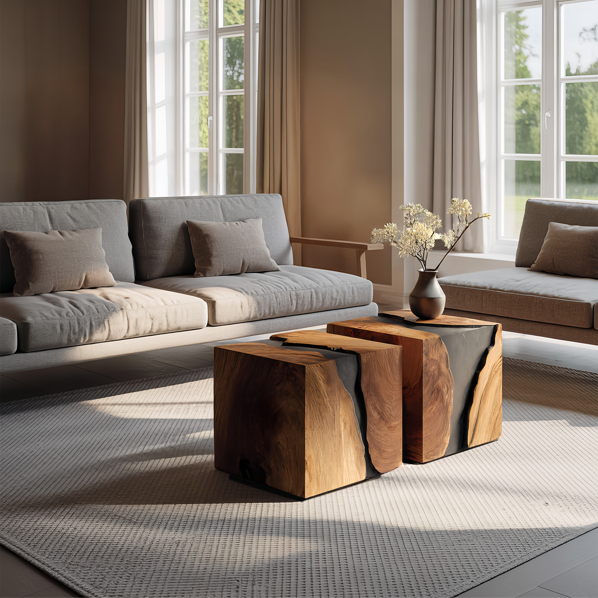 Modern Solid Wood Cube Coffee Table For Furniture Decor