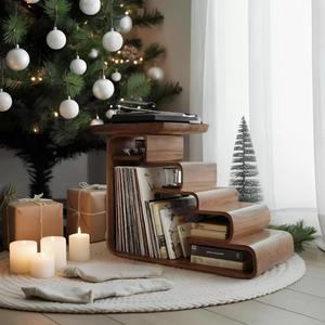 Handcrafted Record Stand For Living Room Vintage Christmas