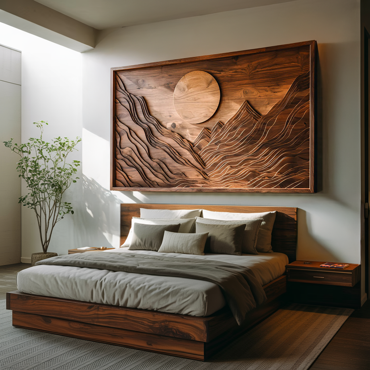 Handcrafted Wall Art Mountain Sun Landscape For Living Room