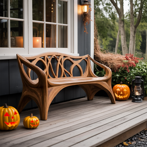 Mid Century Wooden Bench For Outdoor Furniture And Patio Decor