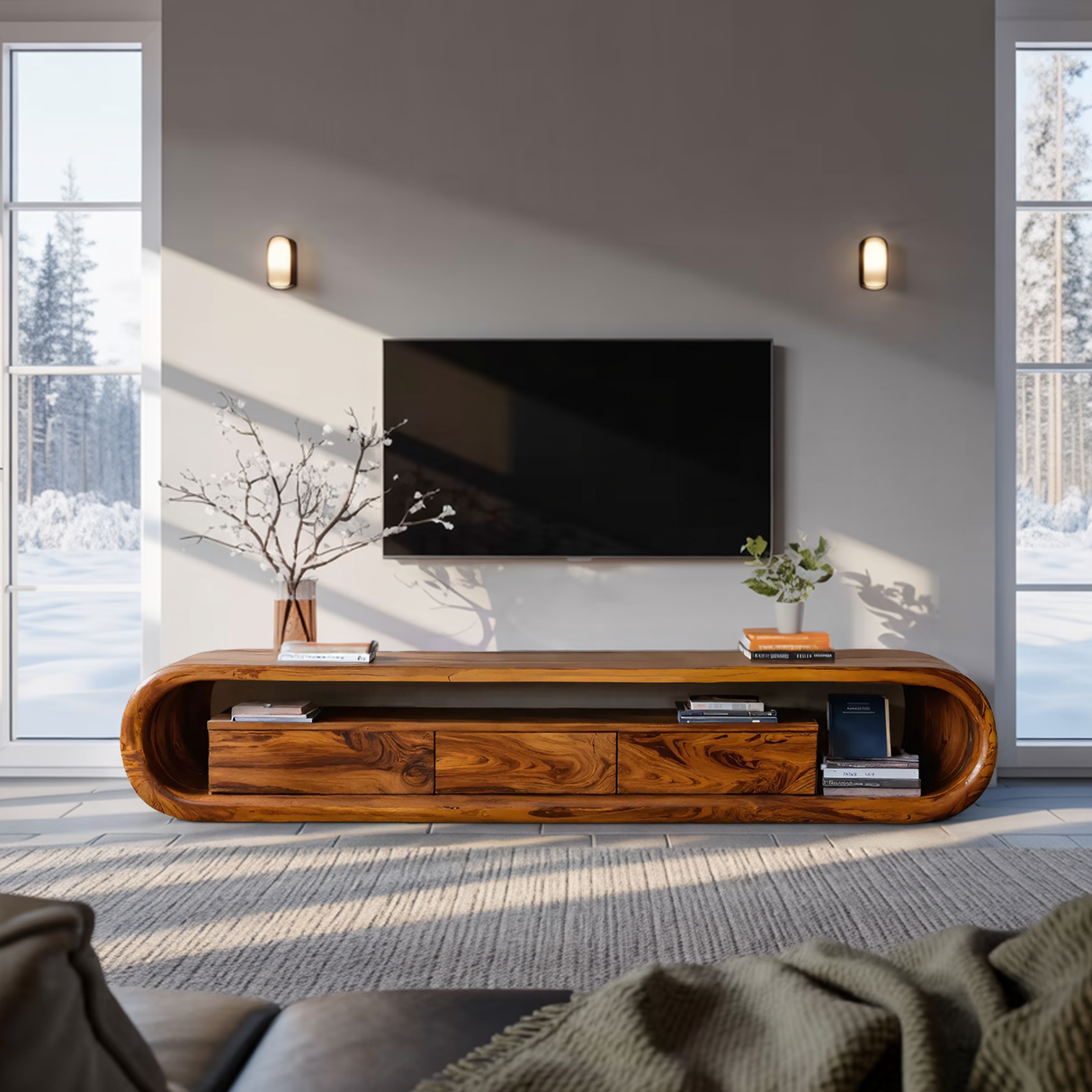 Luxury TV Cabinet With Built In Drawer Storage For Living