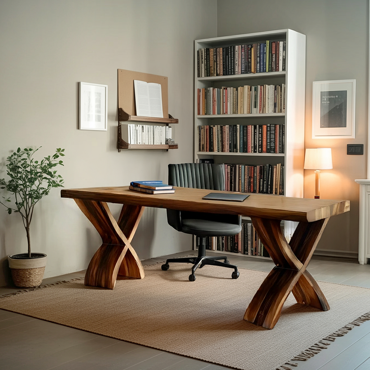 Mid Century Solid Wood Desk For Small Room Home Office