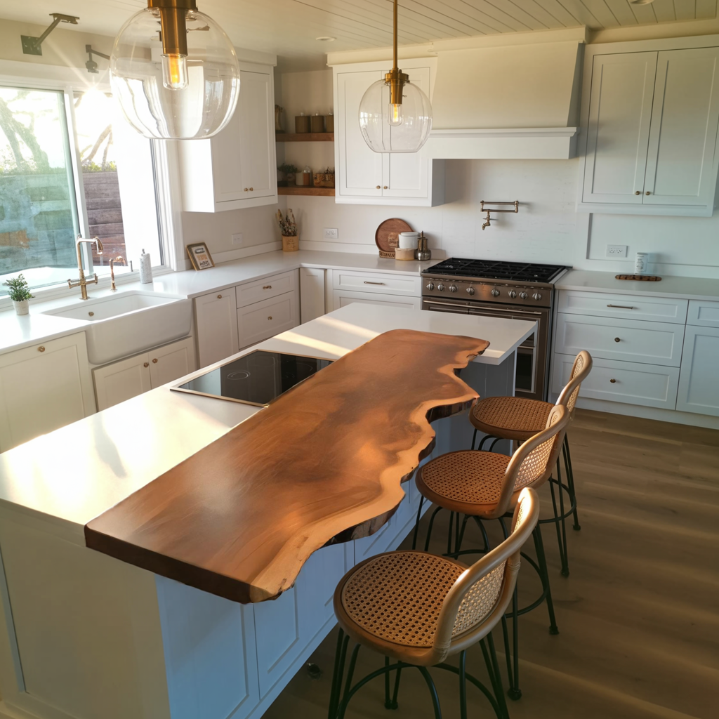 Live Edge Kitchen Island Countertop For Custom Kitchen Remodel Or Renovation