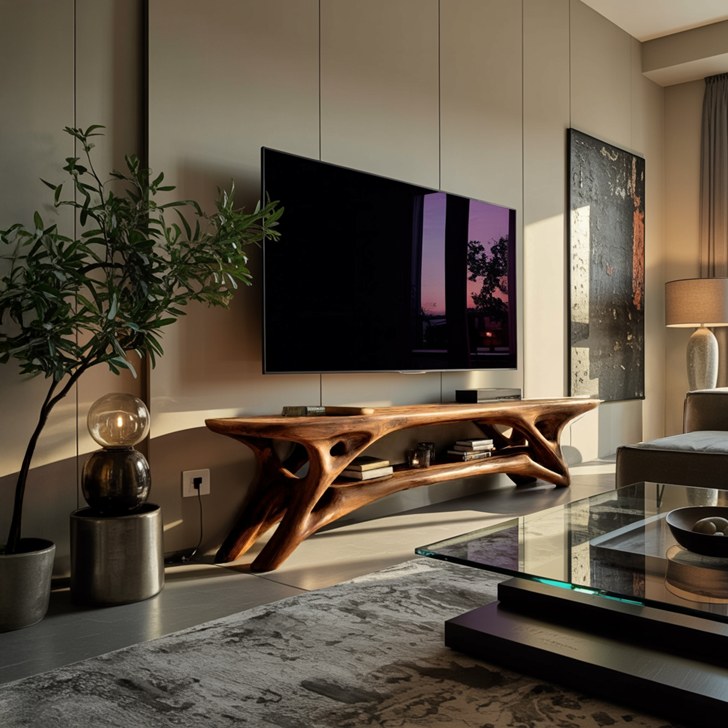 Elegant Curved  TV Cabinet For Contemporary Home Decor