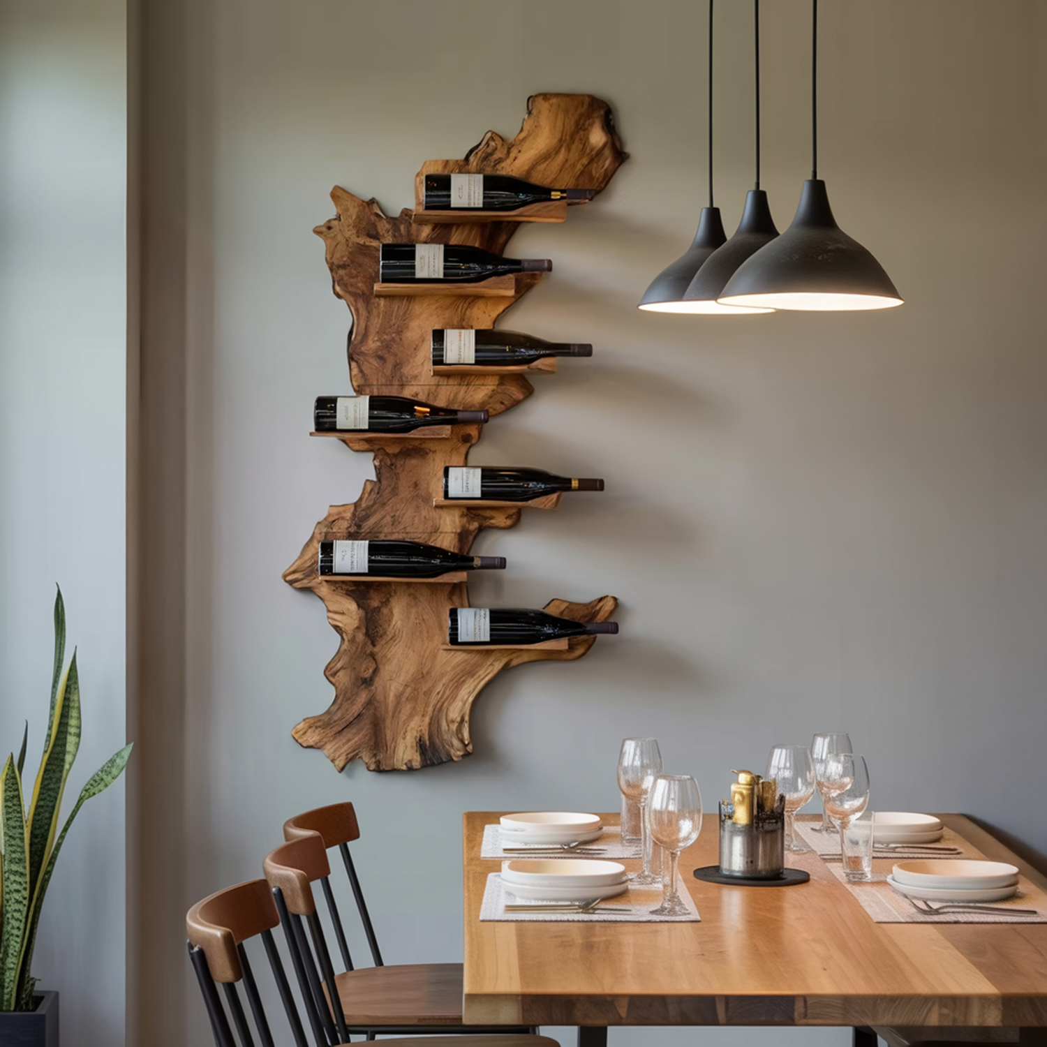 Modern Live Edge Wine Holder For Living Room Furniture Decor