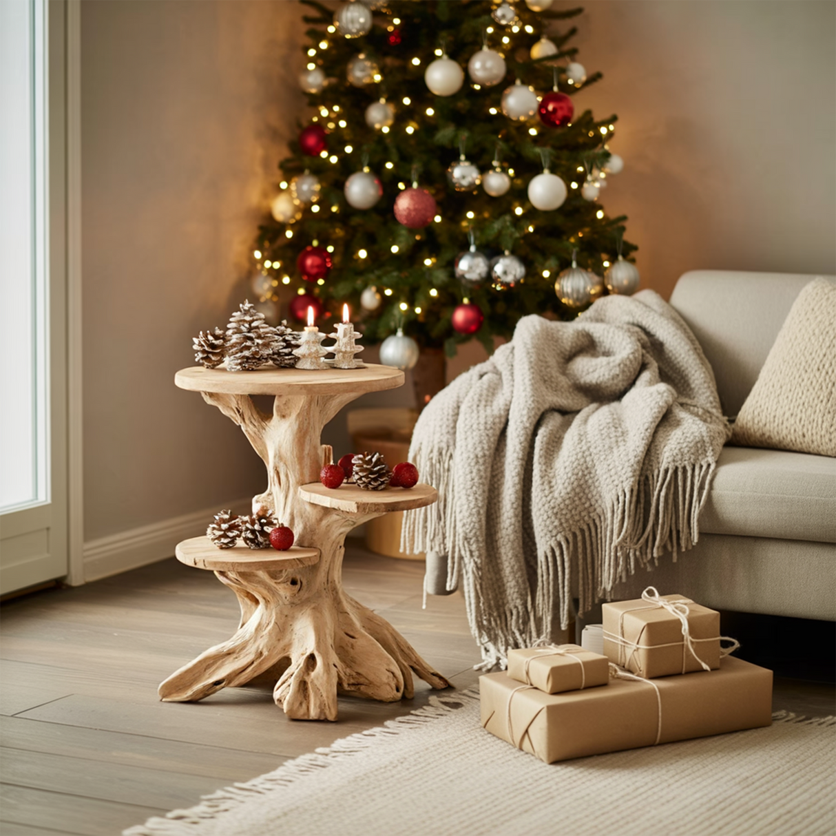Farmhouse Wooden End Table For Furniture Decor Holiday Display