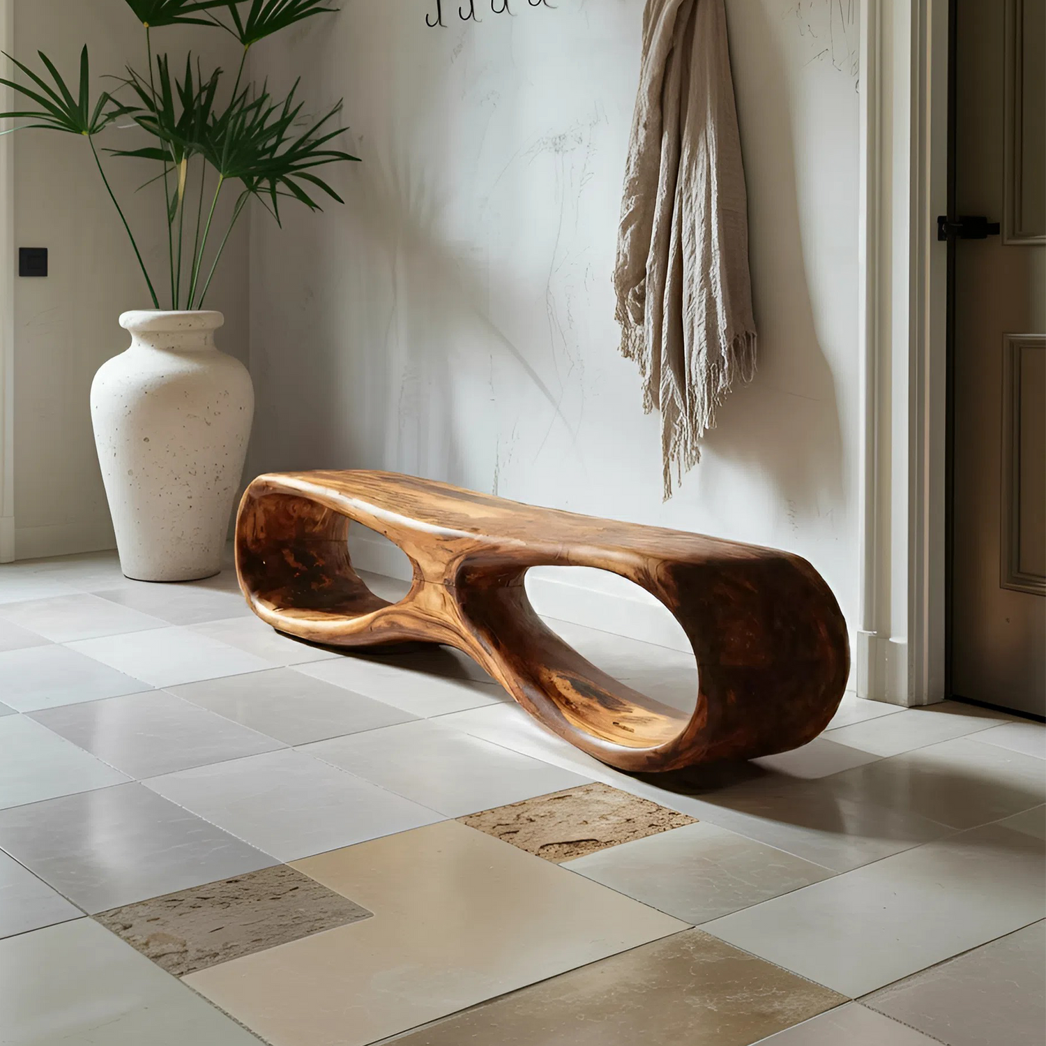 Organic Sculptural Bench For Living Room Decor