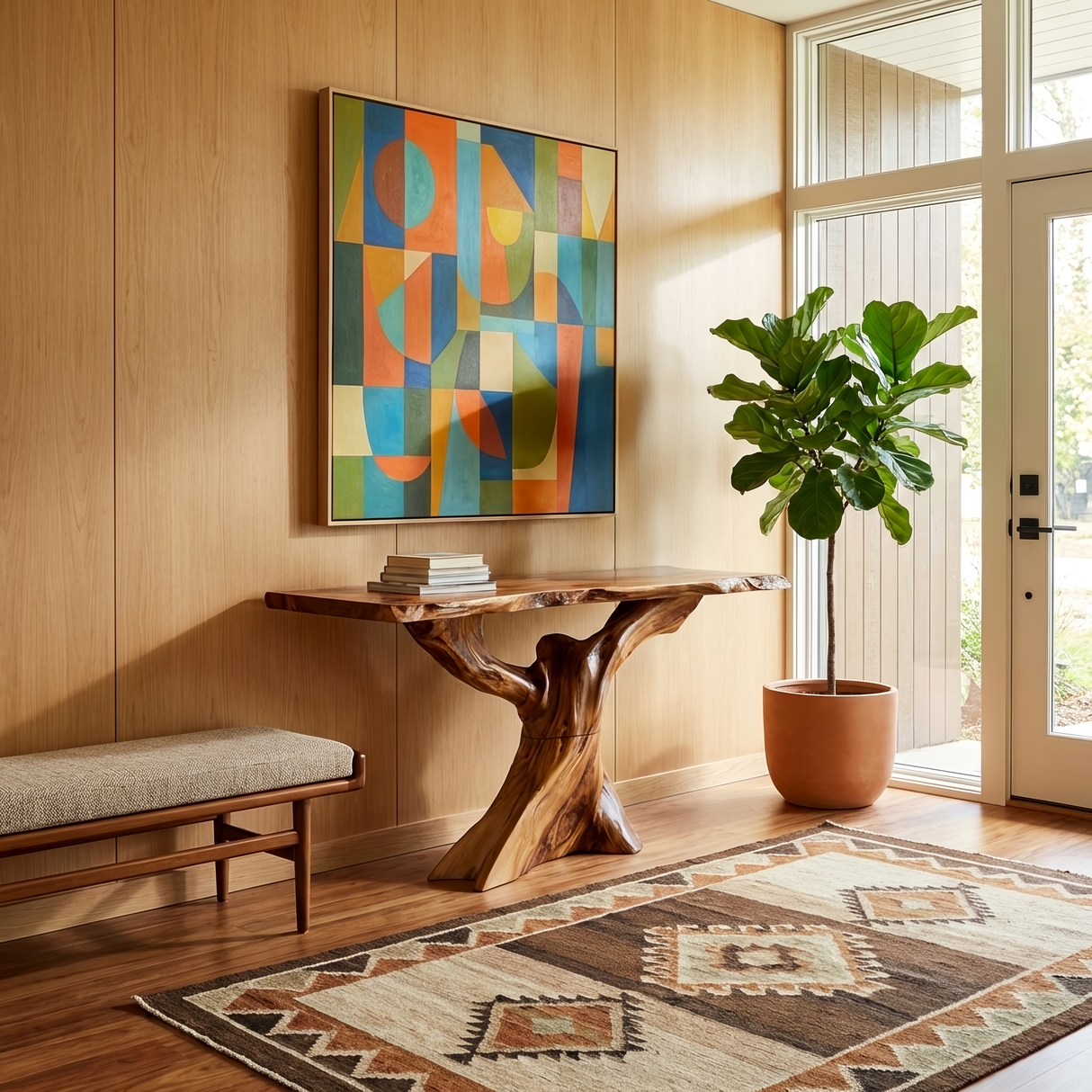 Modern Live Edge Console Table Organic Wood Furniture For Living Room