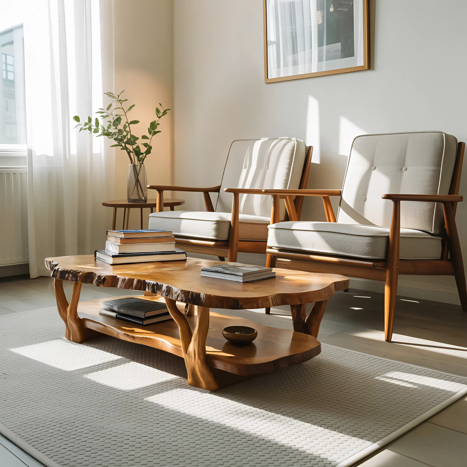 Contemporary Live Edge Coffee Table Two Layered Design For Living