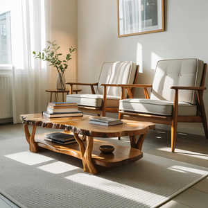 Contemporary Live Edge Coffee Table Two Layered Design For Living