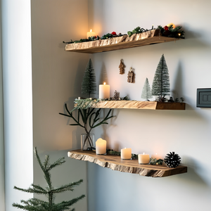 Handcrafted Live Edge Floating Shelf For Festive Xmas Entryway Design