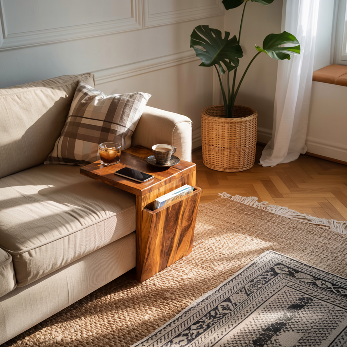 Handcrafted Live Edge Armrest For Unique Sofa Style