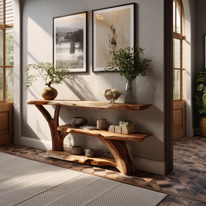 Modern Wooden Live Edge Console Table For Entryway Home Decoration