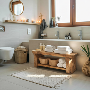 Modern Spa Shower Bench With Storage Shelf For Bathroom