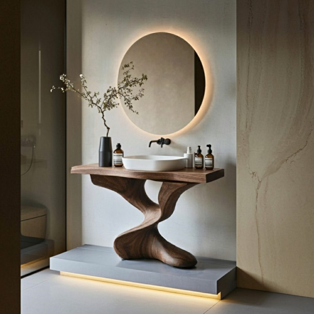 Farmhouse Solid Wood Vanity For Natural Bathroom