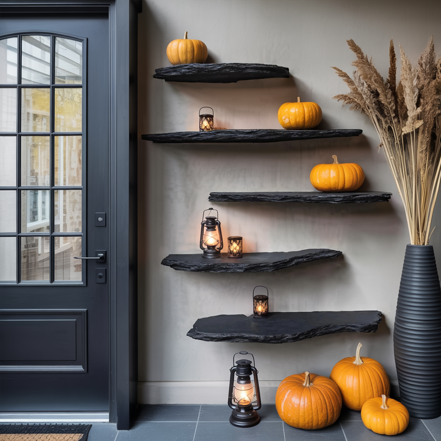 Farmhouse Live Edge Floating Shelf For Living Room Warm Halloween Accent
