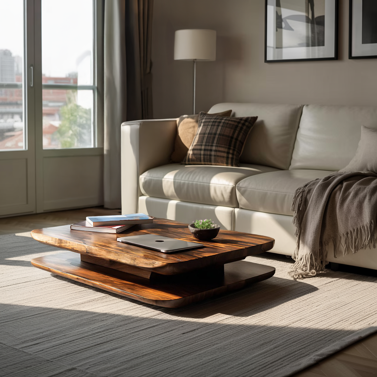 Minimalist Coffee Table Two Layers For Living Decor