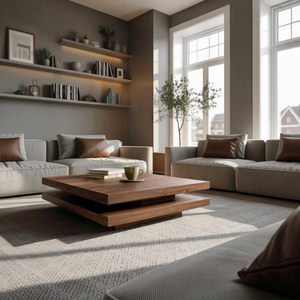 Modern Rustic Wooden Live Edge Coffee Table For Living Room