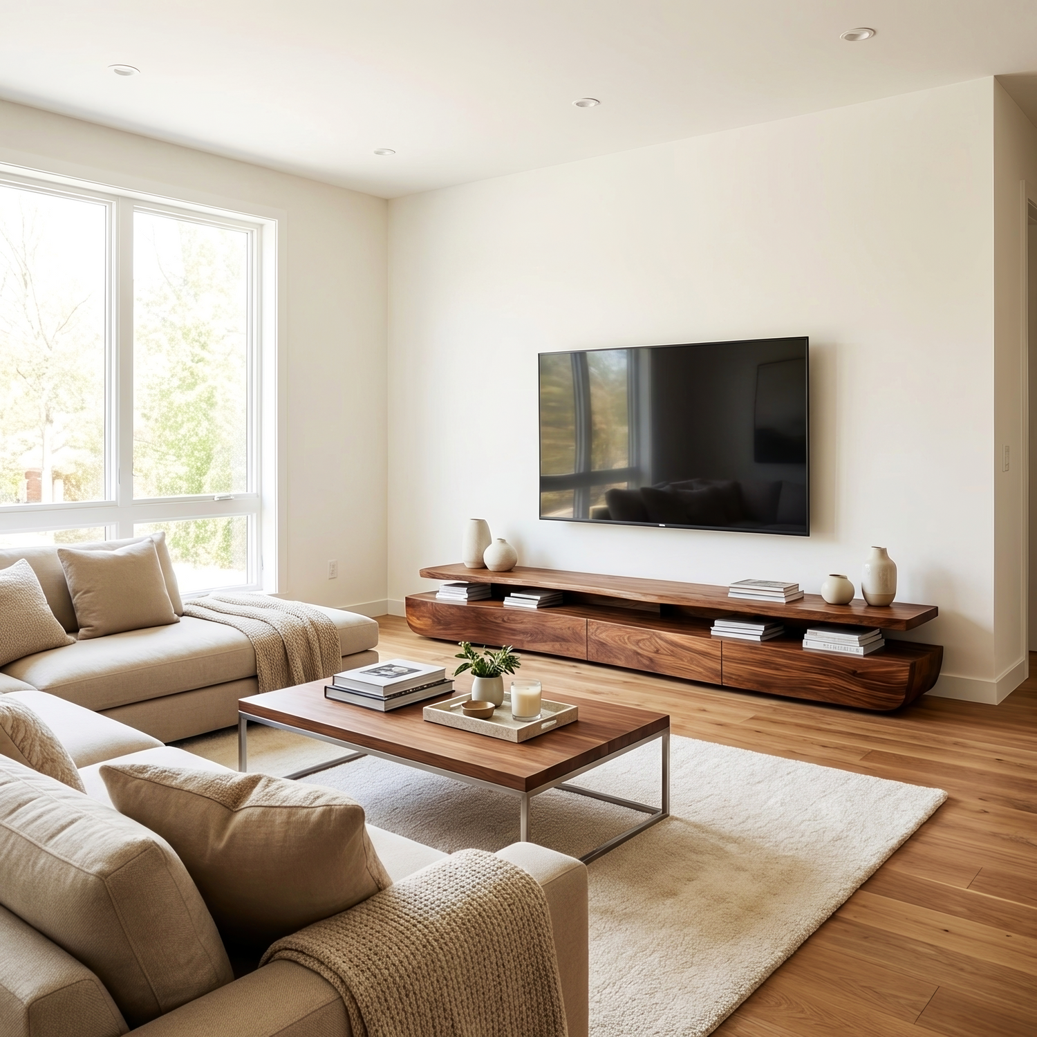 Contemporary TV Cabinet Functional Storage Drawers For Home