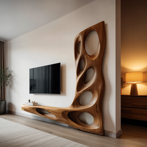 Modern Sculptural TV Wall Console For Living Room Decor