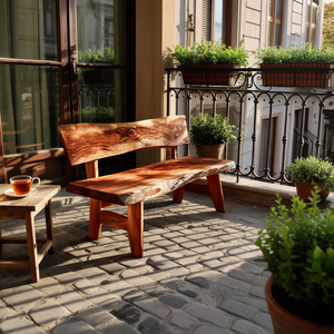 Live Edge Outdoor Wood Bench For Patio And Backyard