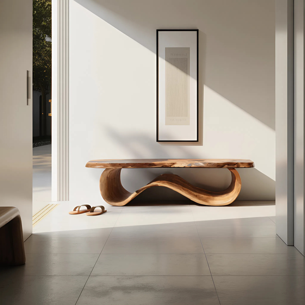 Organic Sculptural Bench For Entryway Decor