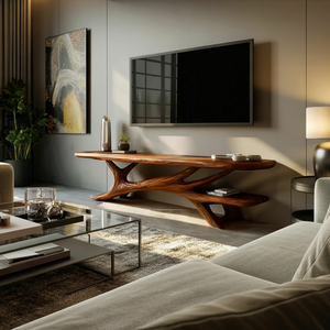 Modern TV Stand Curved Design For Living Room