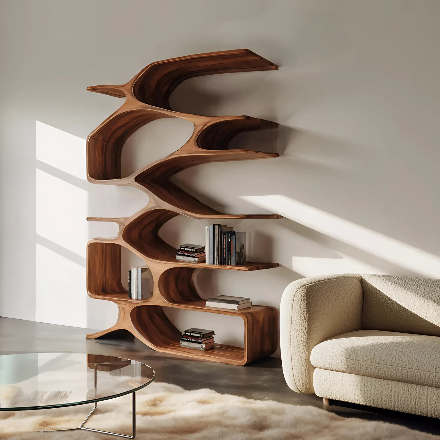 Organic Sculptural Bookshelf For Living Decor