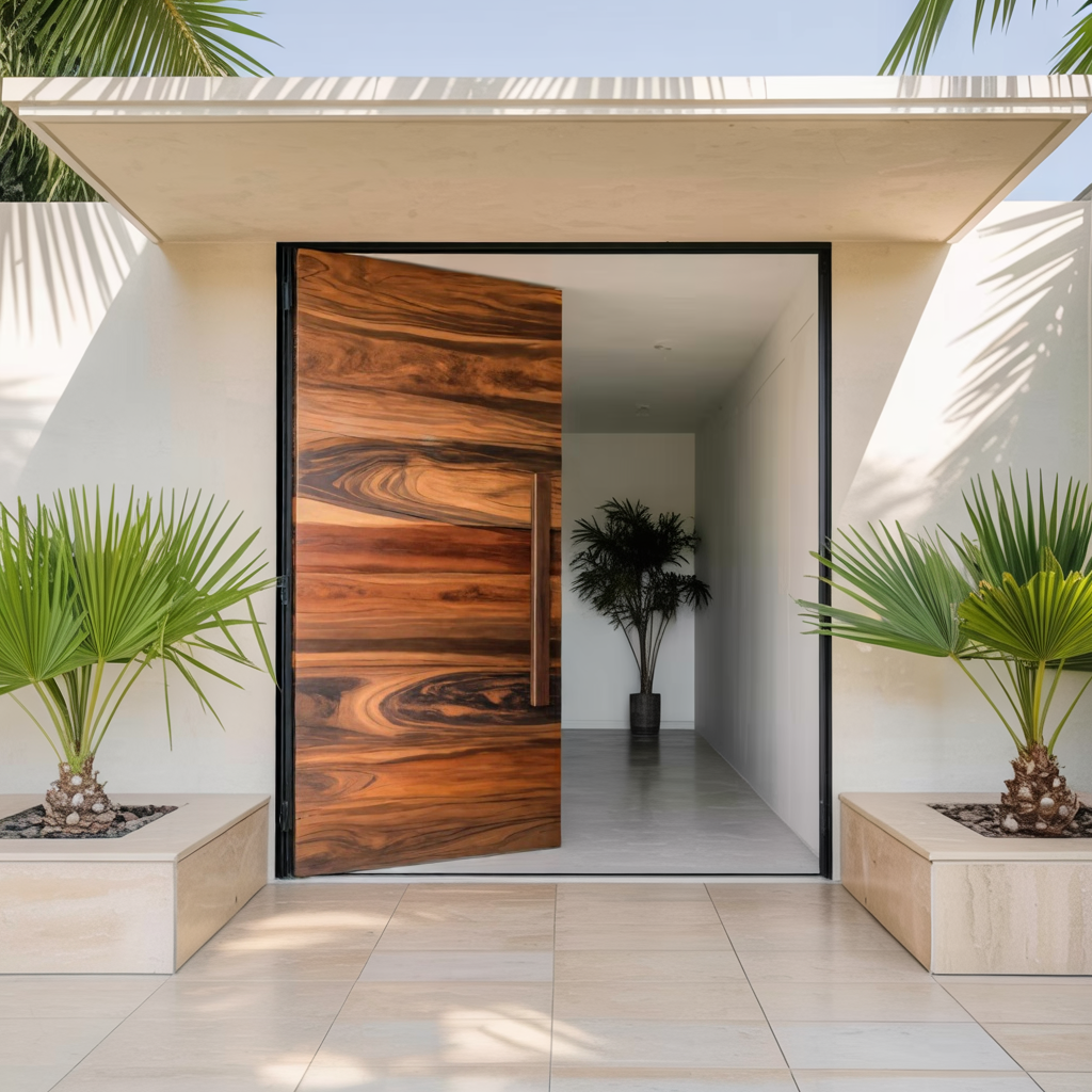 Coastal Pivot Entry Door With Grain Detail For Beach House