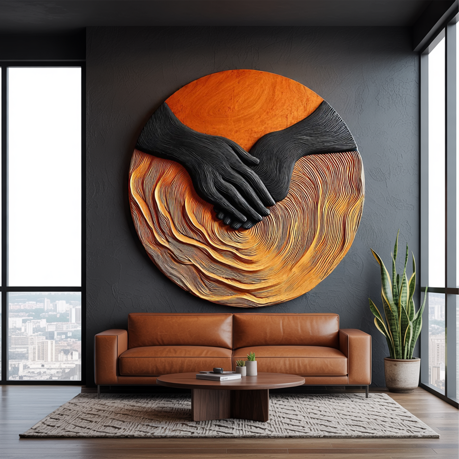 Modern Solid Wood 3D Sculpture Wall Decor For Entryway And Living Room