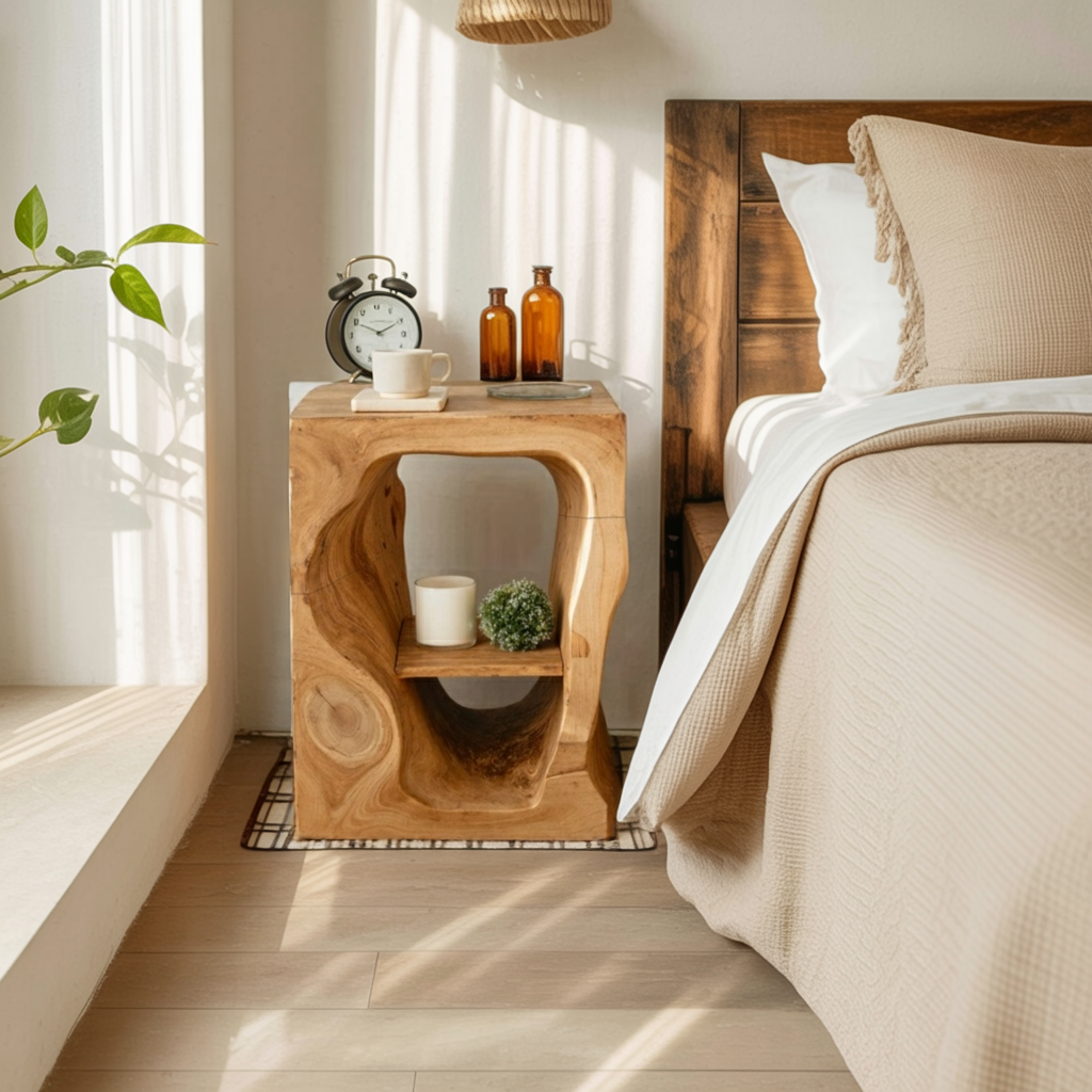 Mid Century Wooden Nightstand For Chic Bedroom Set