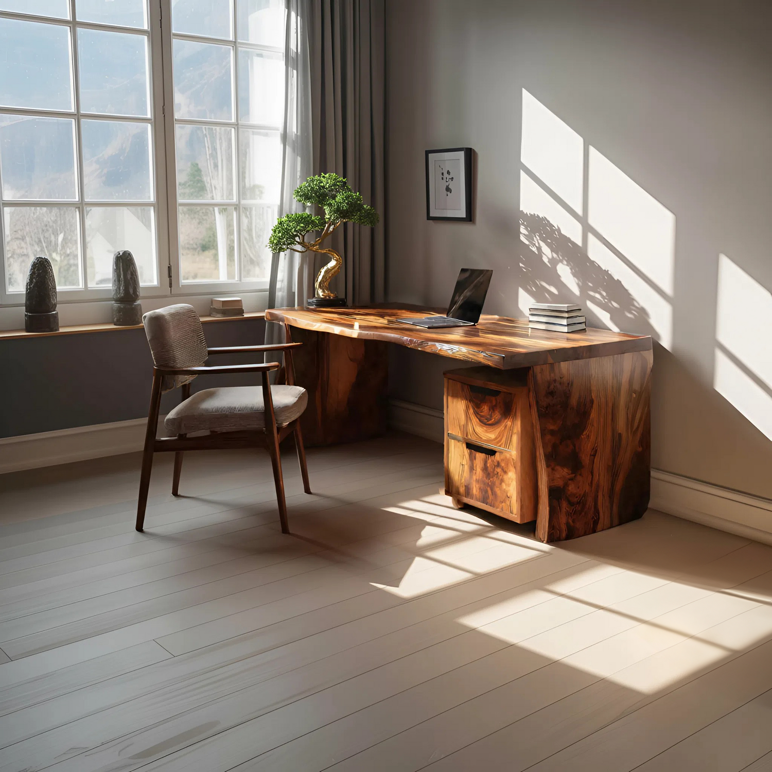 Mid Century Desk Corner Work Desk For Study Area