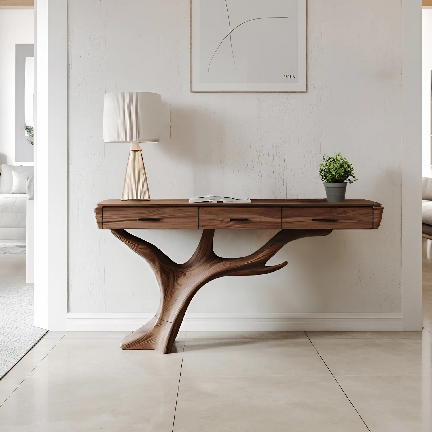 Mid Century Solid Wood Dressing Table For Living Room