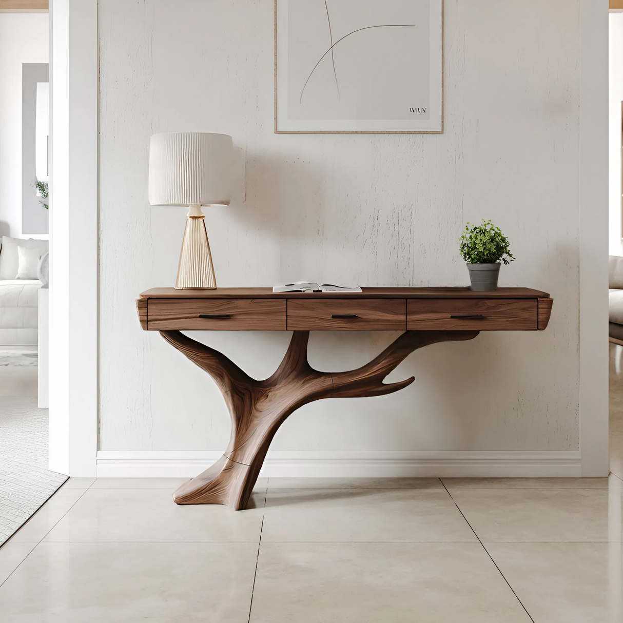Mid Century Solid Wood Dressing Table For Living Room