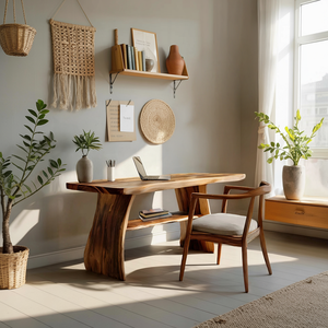 Farmhouse Live Edge Desk For Creative Studio And Office