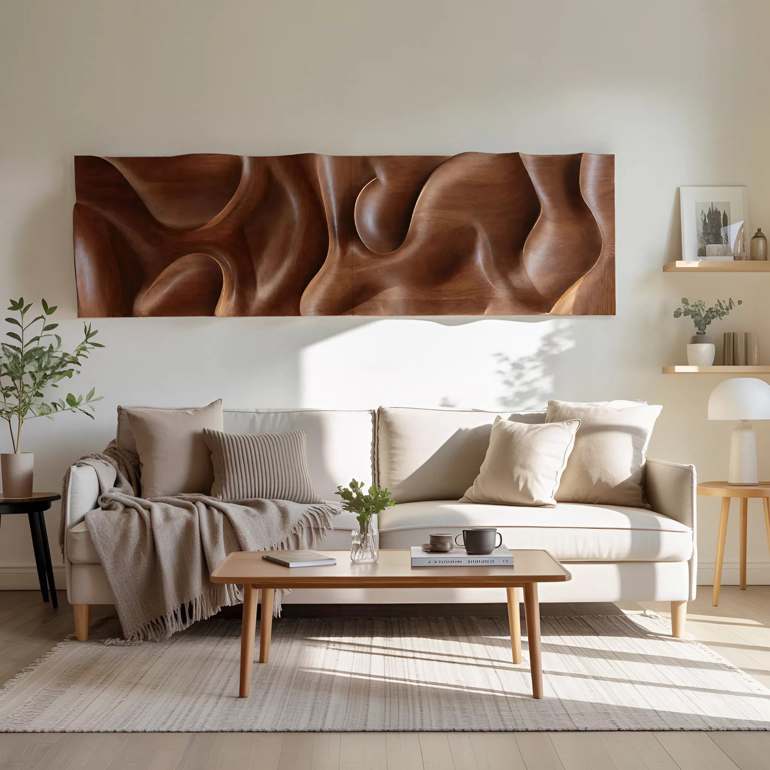 Minimalist Wall Art With 3D Carved For Living Room