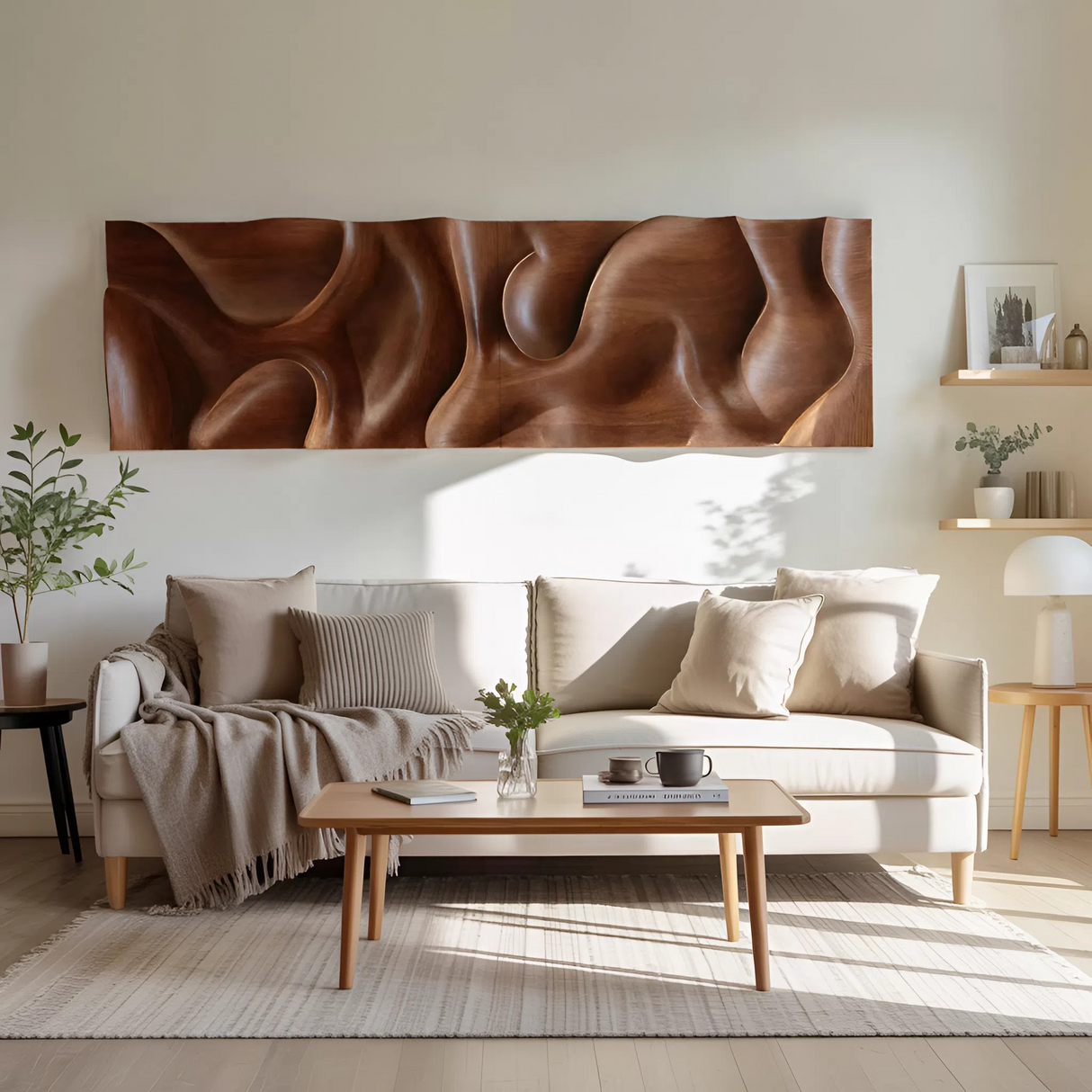 Minimalist Wall Art With 3D Carved For Living Room