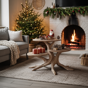 Rustic Solid Wood End Table For Warm Living Room
