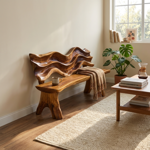 Rustic Live Edge Bench For Entryway Accent Seating